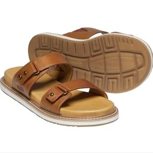 KEEN Lana Double Strap Slide Sandals Leather Comfort Outdoor Athleisure Brown
